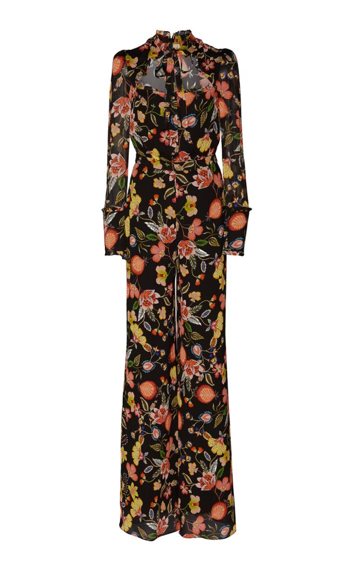 Alexis Imogene Tie-neck Floral-print Jersey Jumpsuit