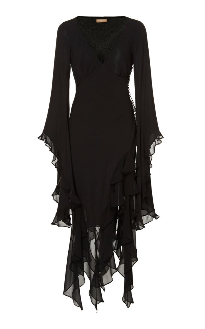 Michael Kors Collection Bias Silk Ruffle Dress