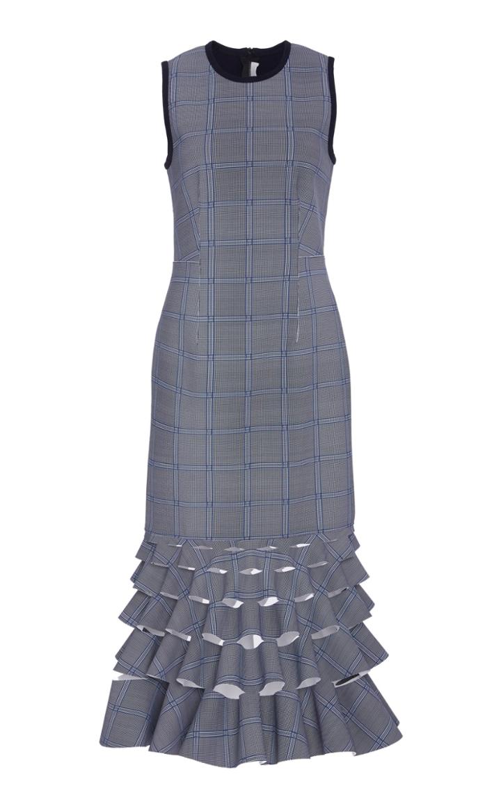 Dion Lee Check Pattern Ruffle Dress