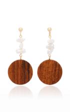 Sophie Monet Mira Gold-plated, Wood And Pearl Earrings