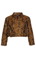 Zac Posen Leopard-print Cropped Jacquard Jacket
