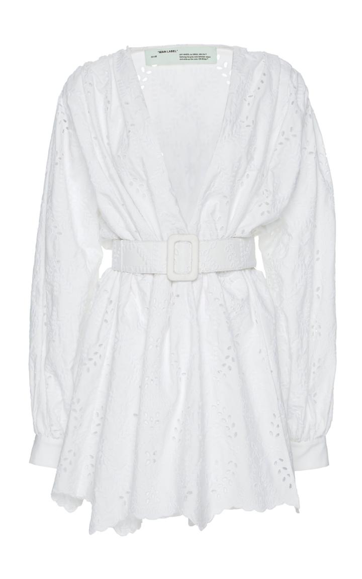 Off-white C/o Virgil Abloh Sangallo Eyelet Cotton 80's Mini Dress