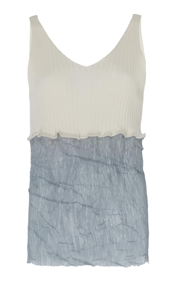 Moda Operandi Peet Dullaert Sleeveless Pleated Nylon Blend Ribbed-knit Top Size: 32