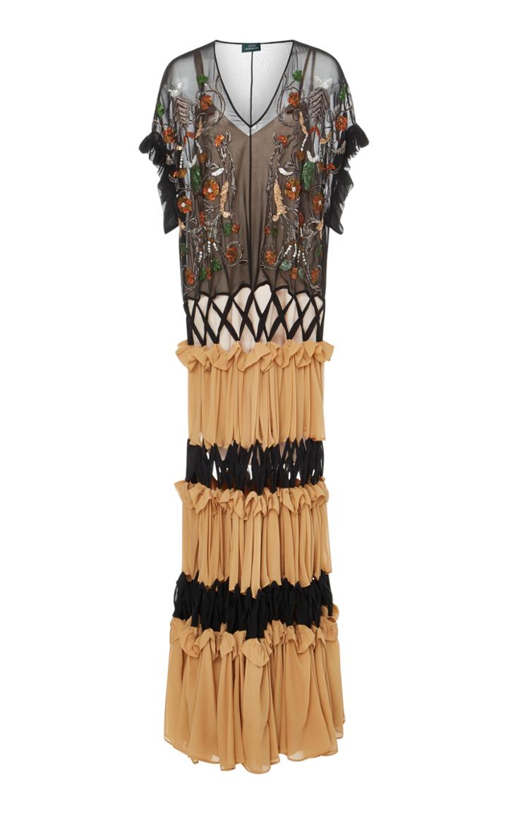 Alena Akhmadullina V-neck Embroidered Lace Up Dress
