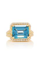 Jamie Wolf 18k Yellow Gold Diamond Edge London Blue Topaz Ring