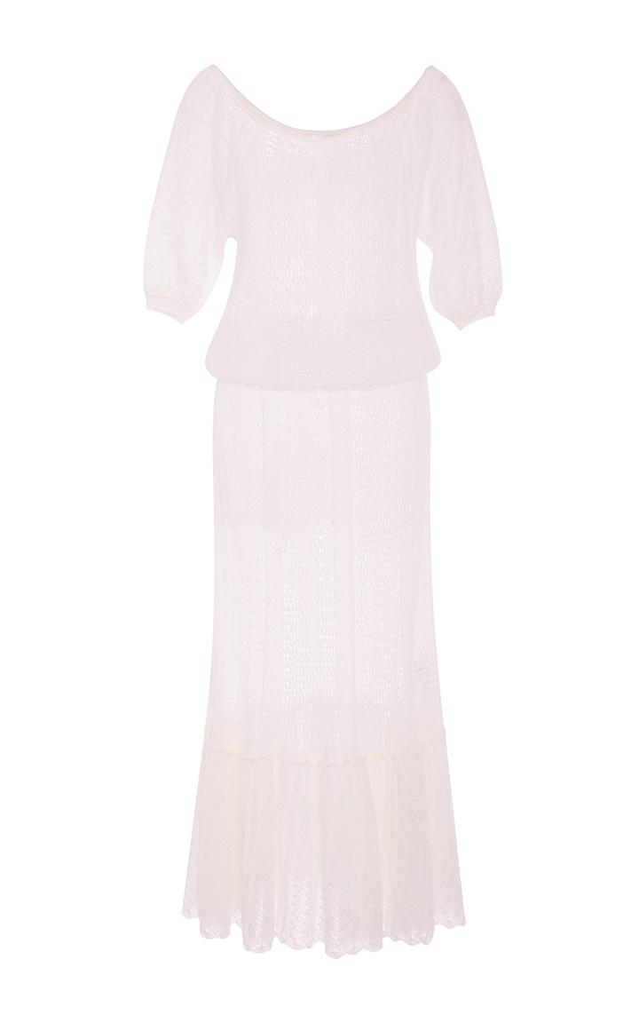 Red Valentino Off-the-shoulder Knit Peasant Dress