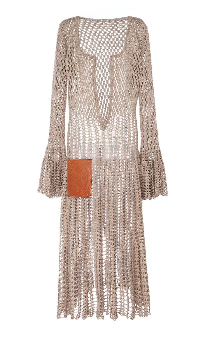Moda Operandi Tuinch Sheer Cotton Crochet Midi Dress Size: M