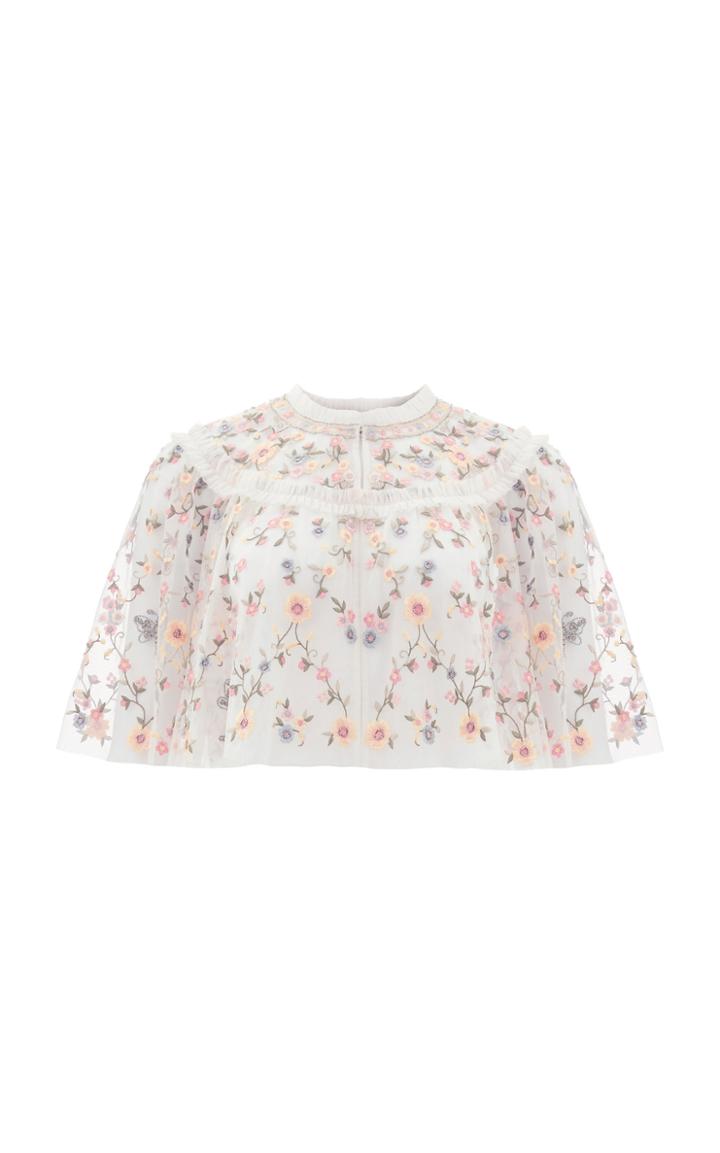 Moda Operandi Needle & Thread Sweet Petal Embroidered Tulle Cape Size: Xs