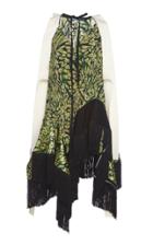 Mugler Fringed Printed Wrap Silk Dress