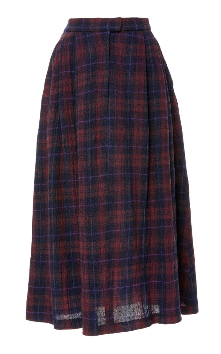 Christine Alcalay Pleated Wool Skirt