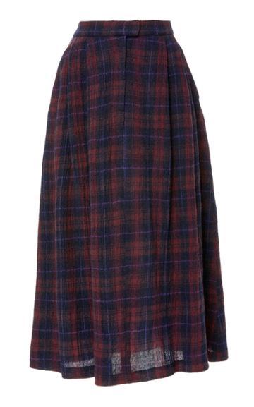 Christine Alcalay Pleated Wool Skirt