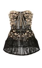 Pamella Roland Strapless Crystal-embellished Tulle Top