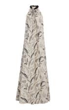 Moda Operandi Lela Rose Tie-detailed Printed Halter Gown