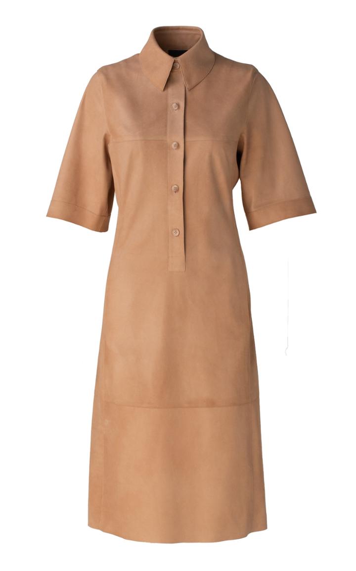 Moda Operandi Akris Belted Leather Midi Shirt Dress