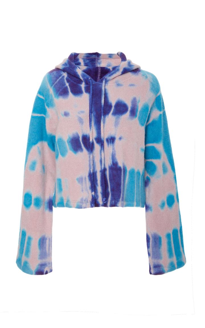 The Elder Statesman M'o Exclusive Cropped Tie-dye Cashmere Hooded Sweatshirt