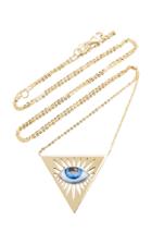Lito 14k Gold Small Blue Enamel Eye Necklace