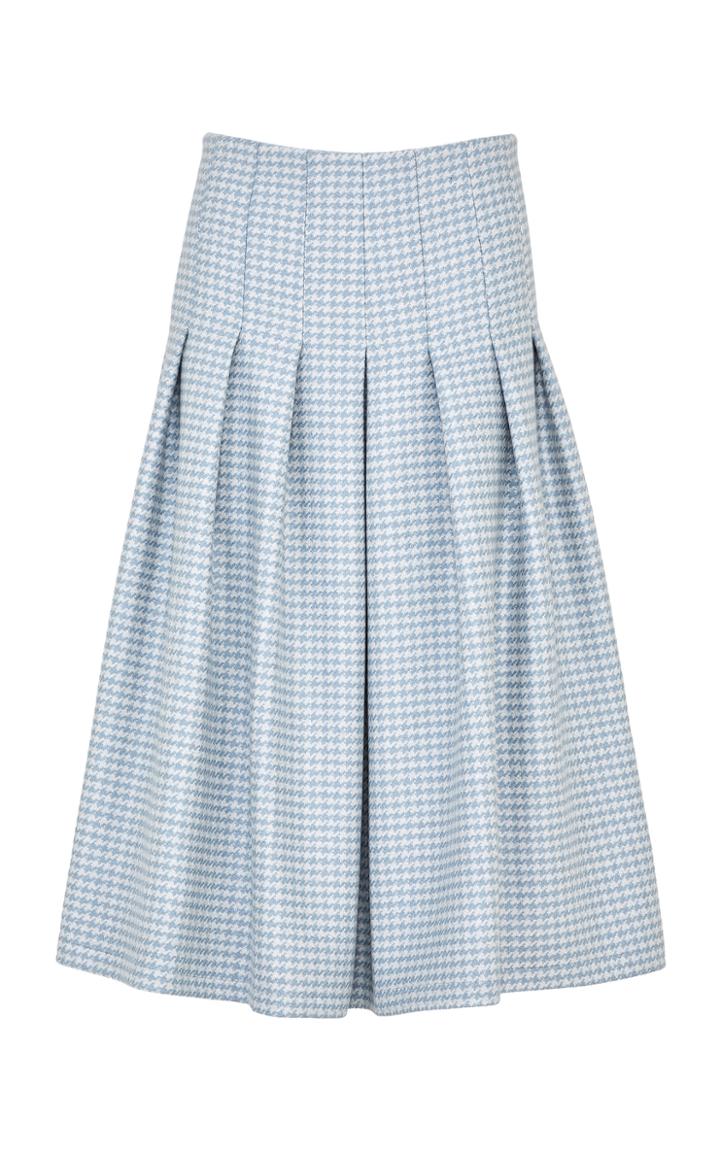 Moda Operandi Giuliva Heritage The Sofia Houndstooth Wool Pleated Midi Skirt