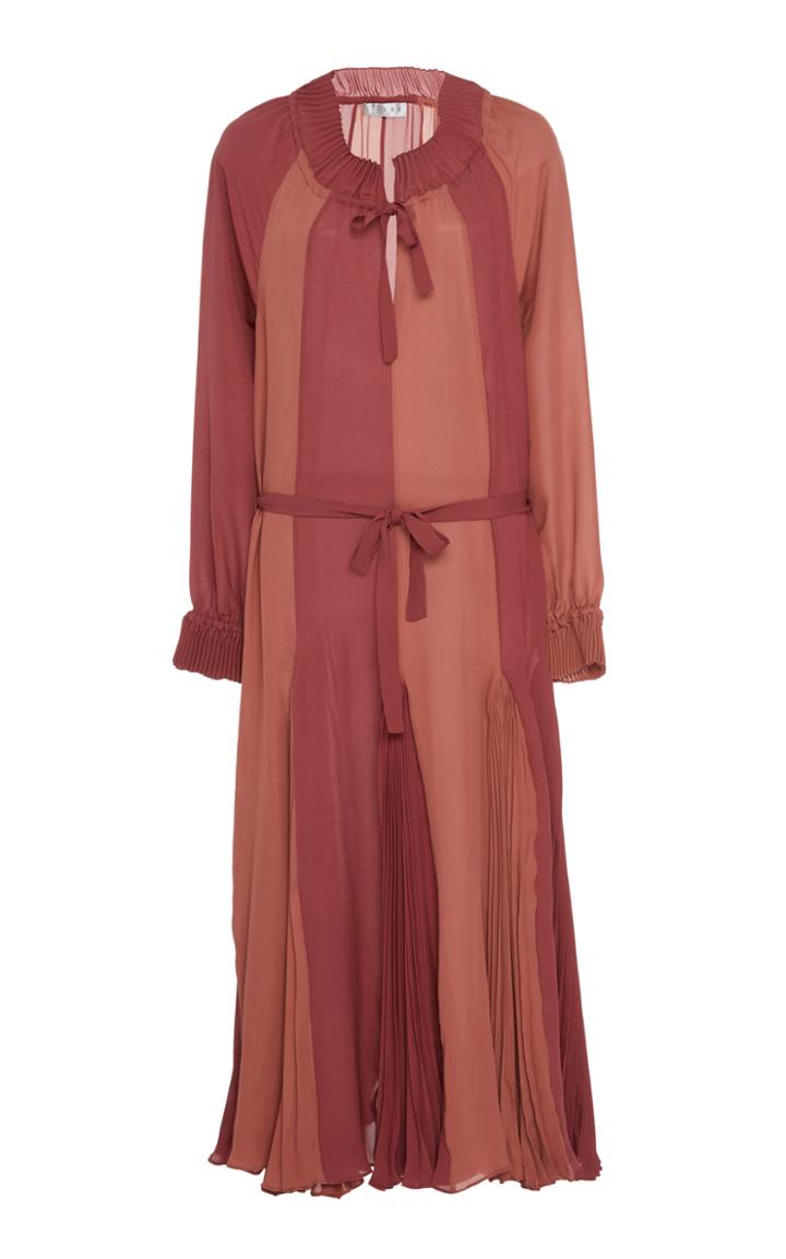Tre By Natalie Ratabesi The Poona Pleated Silk Dress