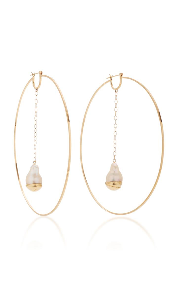 Mizuki 14k Fluid Gold Pearl Xl Rod Hoop