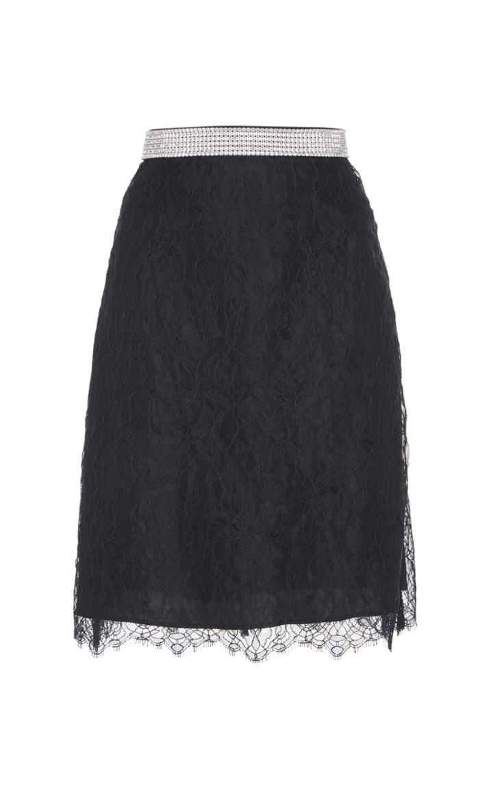 Nina Ricci Belted Lace Skirt