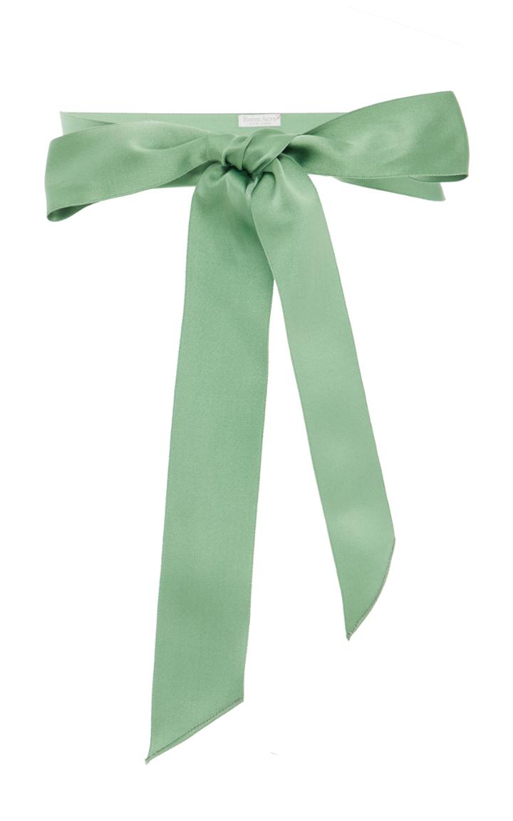 Reem Acra Silk Satin Ribbon Bow Tied Belt