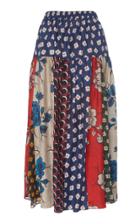 Biyan Mega Floral Silk A-line Skirt
