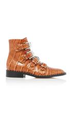 Givenchy Studded Croc-effect Leather Ankle Boots Size: 35