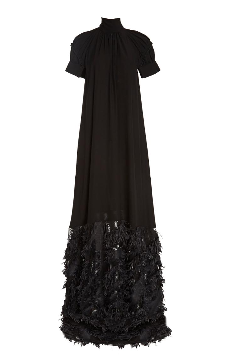 Noon By Noor Fillmore Embellished-hem High-neck Gown