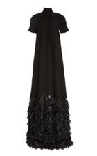 Noon By Noor Fillmore Embellished-hem High-neck Gown