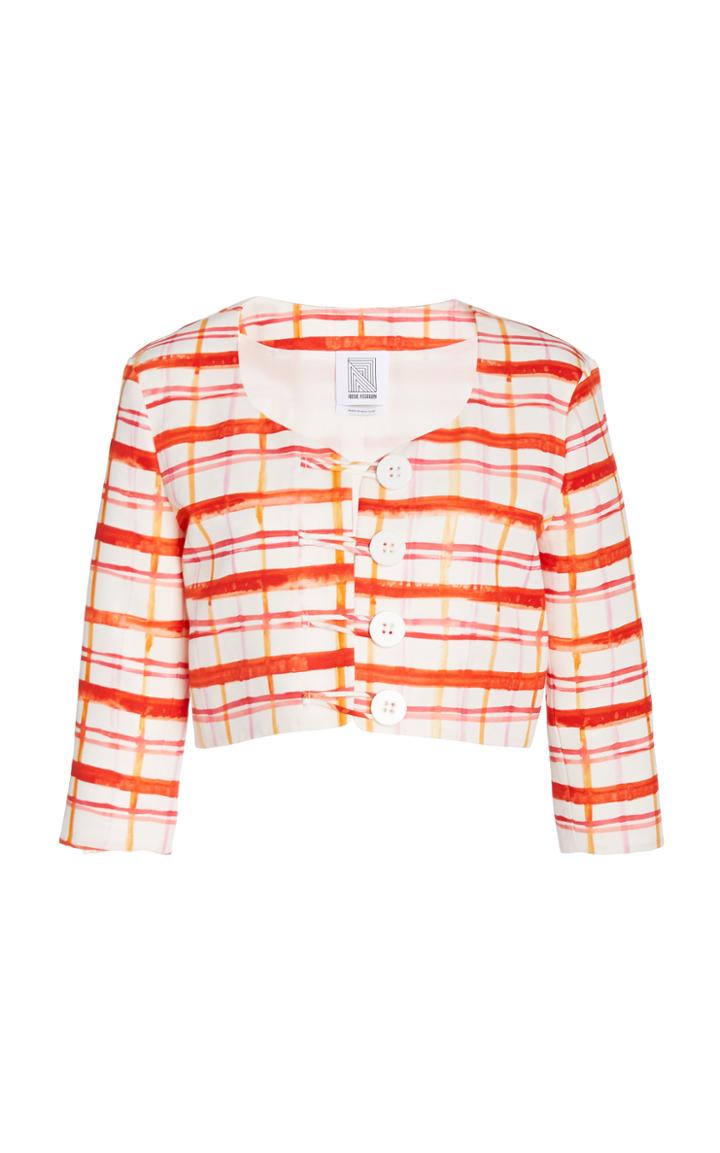 Moda Operandi Rosie Assoulin Plaid Cotton-blend Faille Cropped Jacket