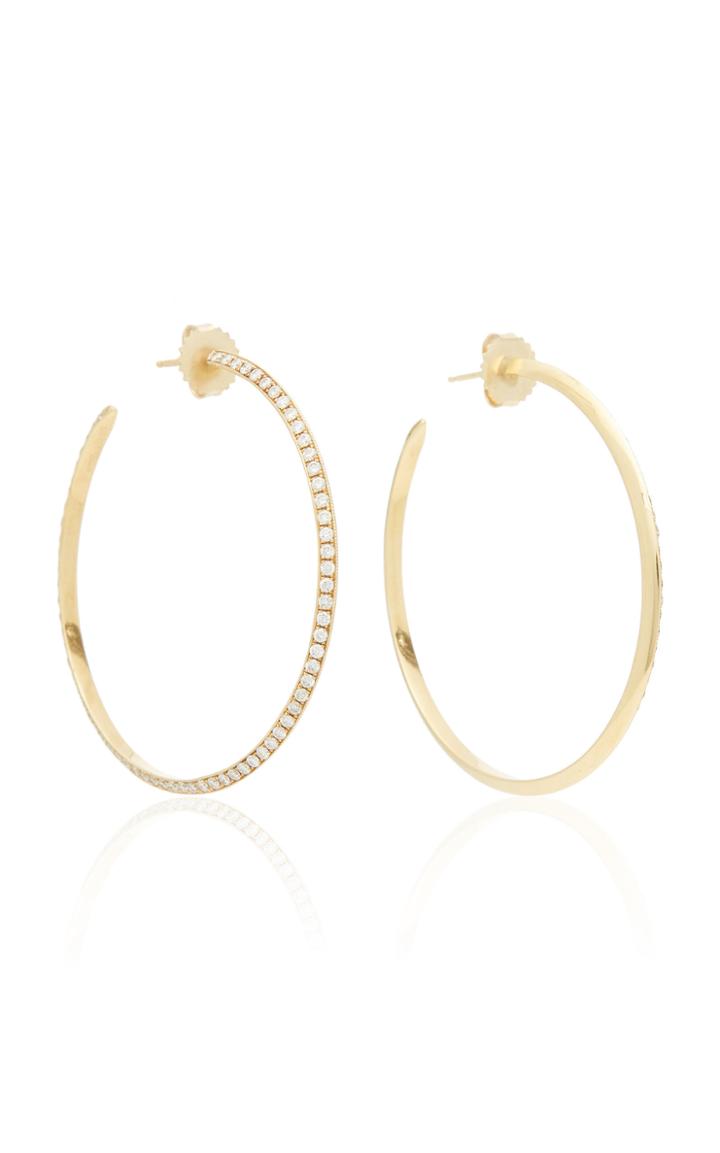 Moda Operandi Lizzie Mandler Knife Edge Hoops With White Diamonds