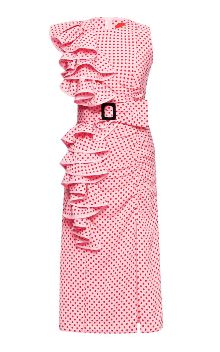 Marianna Senchina Polka Dot Sleeveless Ruffle Dress