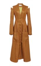 Christian Siriano Slit Shoulder Woven Bamboo Coat Dress