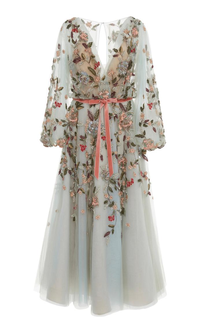 Marchesa Plunging Neckline Tulle Gown