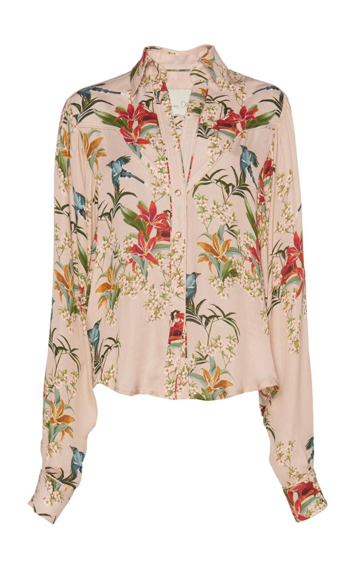 Johanna Ortiz Silk Double Georgette Azalea Top