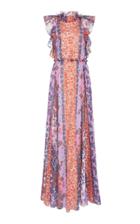 Lela Rose Ruffled Printed Cotton Maxi Dress