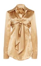 Matriel Silk Button Down Blouse With Tied Layer