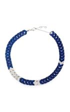 Busatti Arrow 18k White Gold Titanium Diamond And Sapphire Necklace