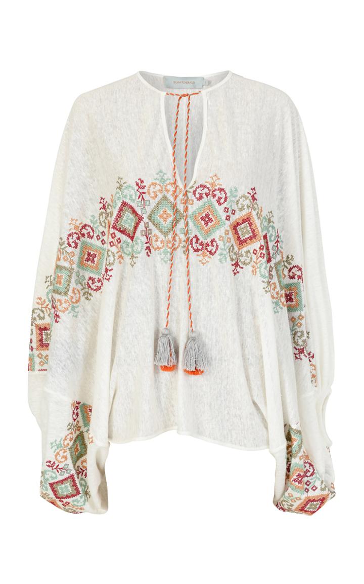 Moda Operandi Silvia Tcherassi Geva Embroidered Silk Blouse