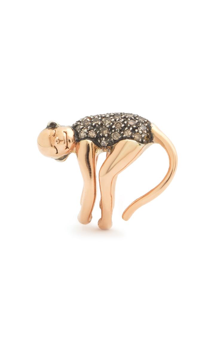 Bibi Van Der Velden Monkey Diamond 18k Rose Gold Ear Cuff