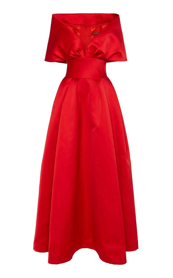 Zac Posen Off-the-shoulder Satin Gown