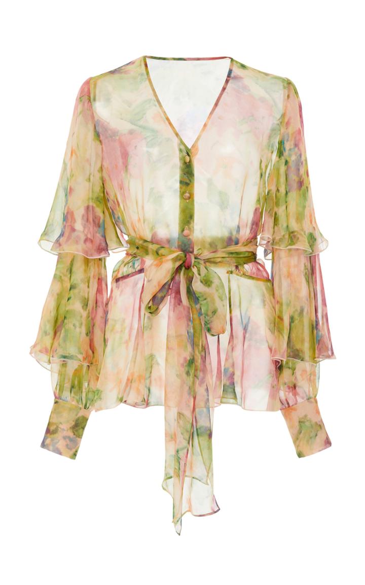 Marchesa Tiered Cape Sleeve Blouse