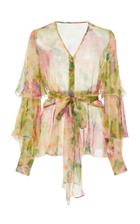 Marchesa Tiered Cape Sleeve Blouse