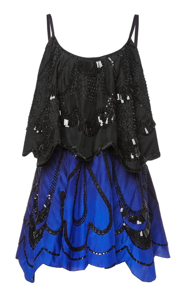 Moda Operandi Alberta Ferretti Silk Habotay Embellished Sleeveless Mini Dress Size: