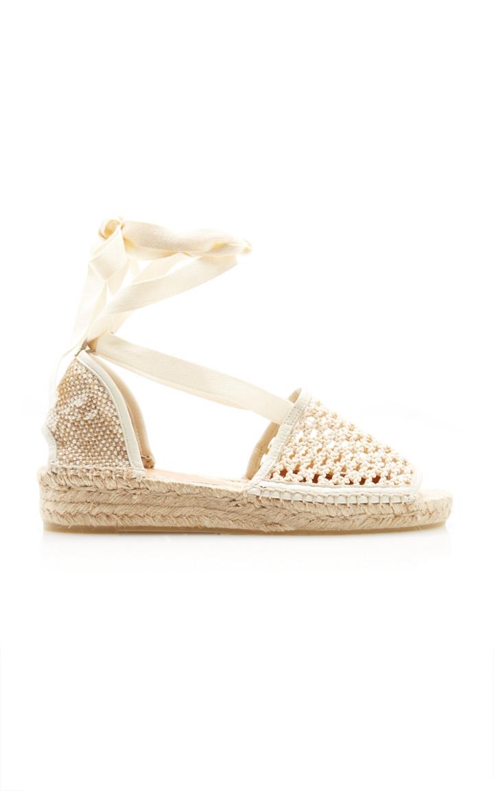 Castaer Crochet Lace Up Espadrille Sandals