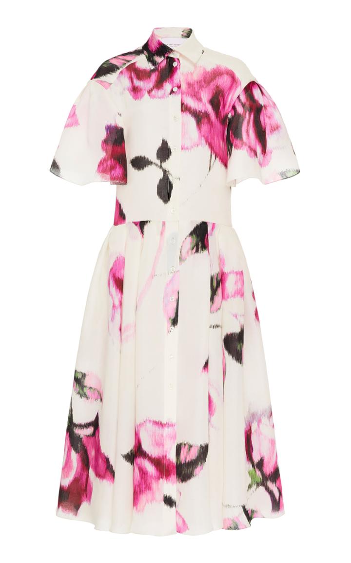 Carolina Herrera Collared Silk Midi Dress