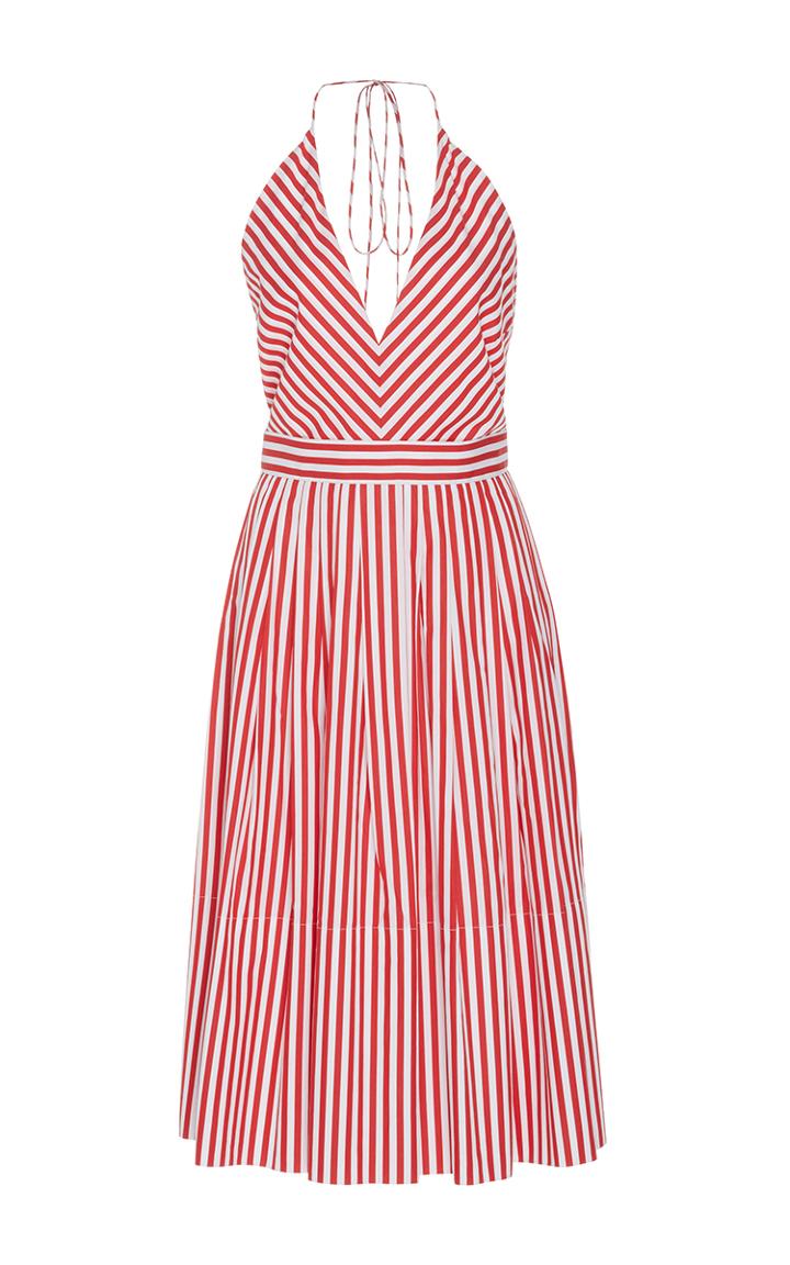 Mds Stripes V-neck Halter Dress