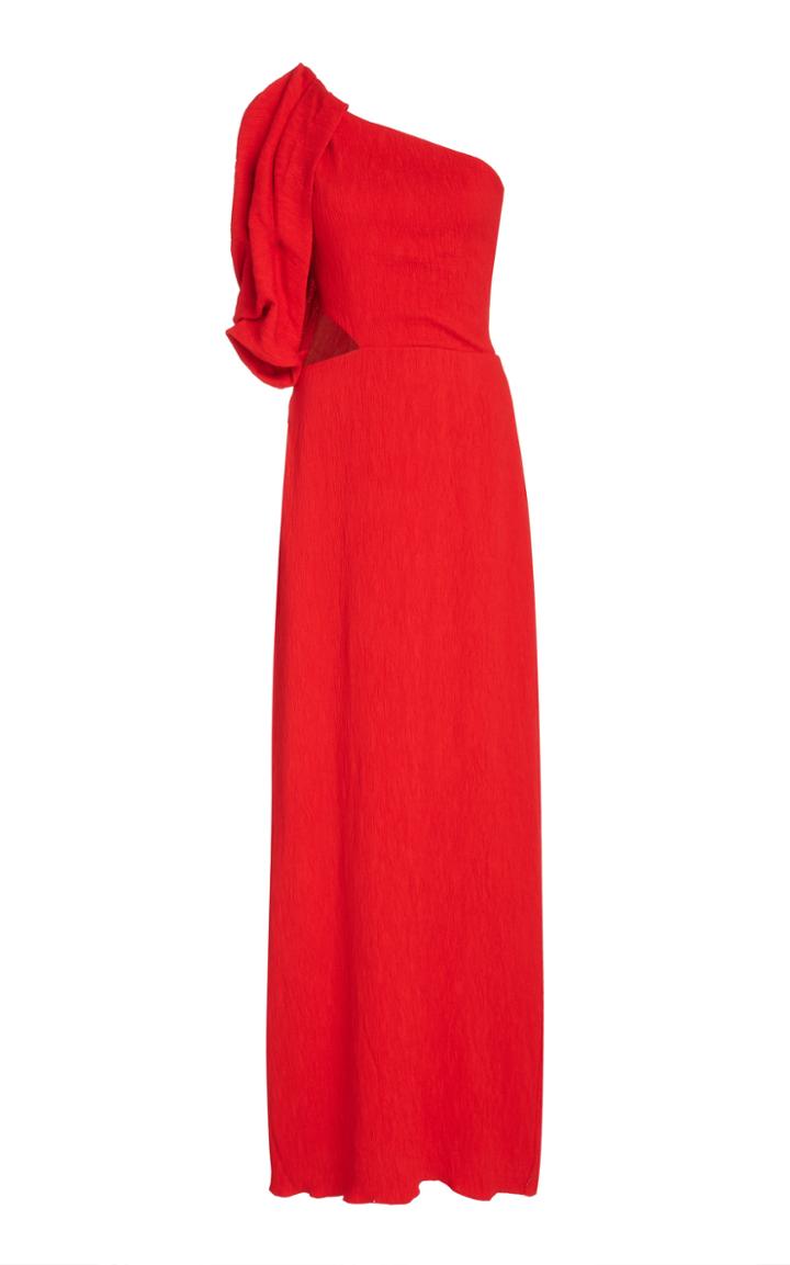 Moda Operandi Johanna Ortiz Lava Shimmering Blush Removable Sleeve Crepe Dress