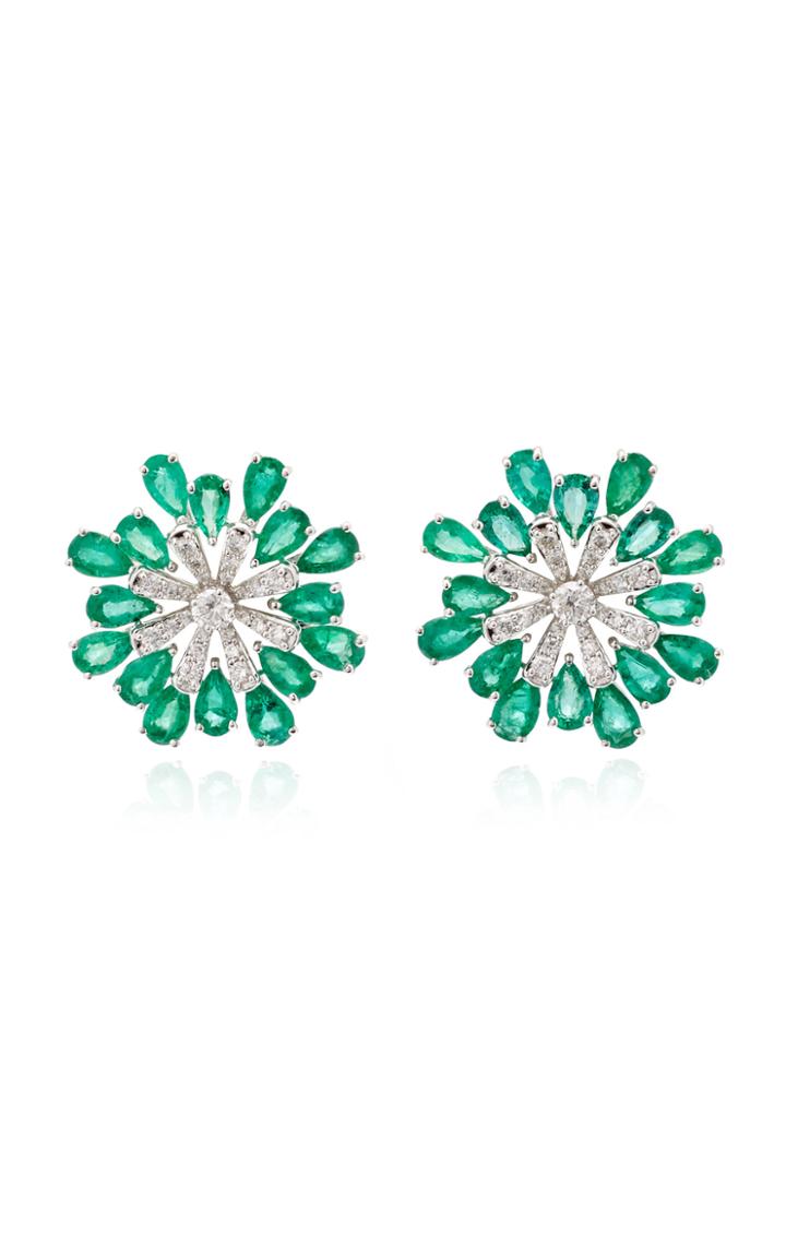 Hueb Exclusive 18k White Gold, Emerald And Diamond Earrings