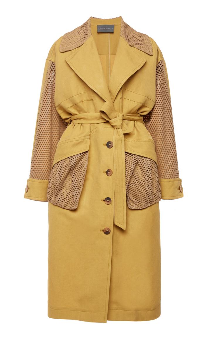Moda Operandi Alberta Ferretti Silk And Linen Perforated Trench Size: 36